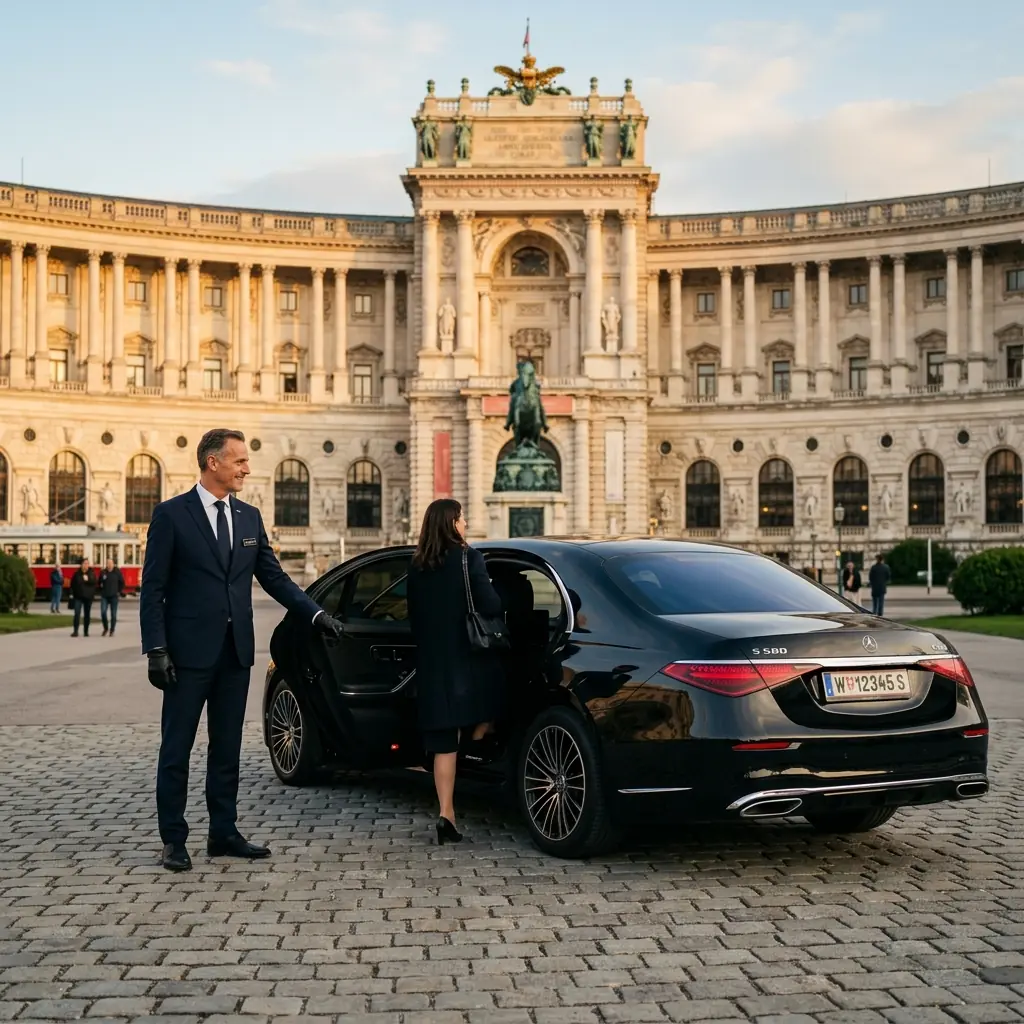 Mercedes S-Class luxury sedan chauffeur service in Vienna, Austria